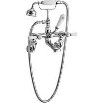 Hudson Reed Topaz Wall Bath Shower Mixer Tap With Levers (White & Chrome).