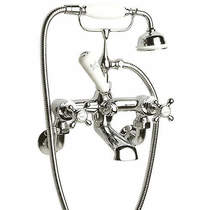 Hudson Reed Topaz Wall Bath Shower Mixer Tap With X-Heads (White & Chrome).