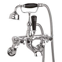 Hudson Reed Topaz Wall Bath Shower Mixer Tap With X-Heads (Black & Chrome).