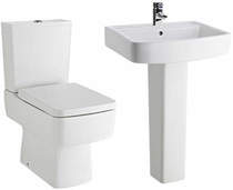 Premier Bliss Semi Flush Toilet With Seat, 600mm Basin & Full Pedestal.