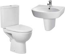 Premier Cairo Bathroom Suite With Toilet, 600mm Basin & Semi Ped (1TH).