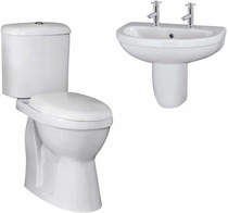 Nuie Ivo Suite With Toilet, 550mm Basin & Semi Pedestal (2TH).