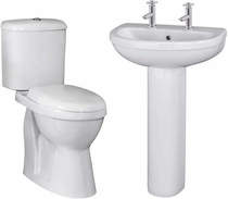 Nuie Ivo Suite With Toilet, 550mm Basin & Full Pedestal (2TH).