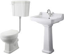 Old London Richmond Low level Toilet With 600mm Basin & Pedestal (1TH).