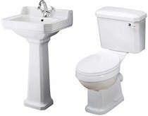 Old London Richmond Traditional Suite, Toilet, 500mm Basin & Ped (1TH).