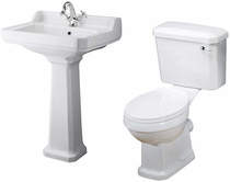 Old London Richmond Traditional Suite, Toilet, 600mm Basin & Ped (1TH).