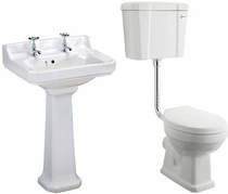 Old London Richmond Low level Toilet With 600mm Basin & Pedestal (2TH).