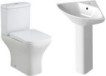 Premier Carmela Semi Flush Toilet With Corner Basin & Full Pedestal.