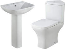 Premier Carmela Corner Toilet With Basin & Full Pedestal.