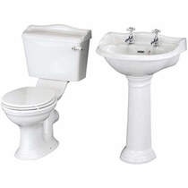 Old London Chancery Toilet With Basin & Pedestal (2 Tap Hole, 600mm).