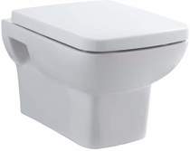 Hudson Reed Ceramics Square Wall Hung Toilet Pan With Soft Close Seat.