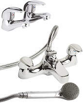 Nuie Eon Bath Shower Mixer & Basin Taps Pack (Chrome).
