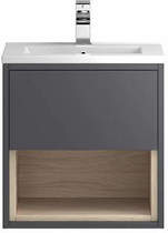 HR Coast Wall Hung 500mm Vanity Unit & Basin Type 1 (Grey Gloss).