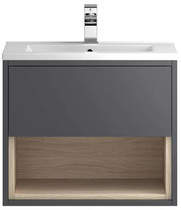 HR coast wall hung 600mm vanity unit & basin type 2 (grey gloss).