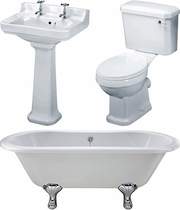 Hudson Reed Suites Kingsbury 1500mm Double Ended Bath With Toilet & Basin.
