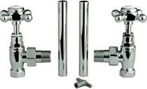 Towel rails cross top traditional radiator valves (pair, chrome)