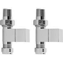 Towel Rails Pure Straight Square Radiator Valve Pack (Pair, Chrome).