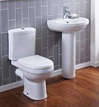 Crown Ceramics Ivo Suite With Toilet, Seat, 500mm Basin & Pedestal.