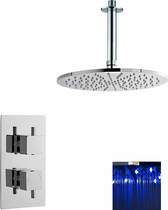 Nuie Showers Twin Thermostatic Shower Valve With Large LED Round Head.
