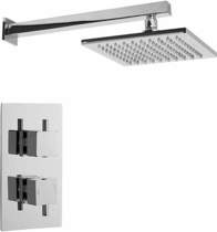 Nuie Showers Twin Thermostatic Shower Valve With Head & Arm (Chrome).