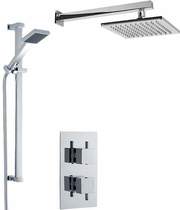 Nuie Showers Twin Thermostatic Shower Valve With Head & Slide Rail Kit.