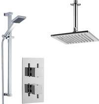 Nuie Showers Twin Thermostatic Shower Valve With Head & Slide Rail Kit.