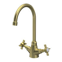 Traditional Kitchen Sink Mixer Tap (Brushed Brass, Crosshead Handles).