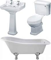 Premier Suites Kensington 1700mm Slipper Bath With Toilet & Basin.
