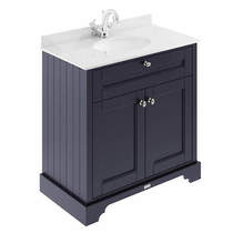 Old London Furniture Vanity Unit, Basin & White Marble 800mm (Blue, 1TH).