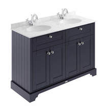 Old London Furniture Vanity Unit With 2 Basins & Grey Marble (Blue, 1TH).