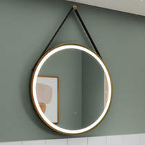 Nuie Furniture Round Illuminated Mirror (600mm, Br Brass).