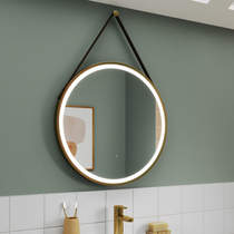 Nuie Furniture Round Illuminated Mirror (800mm, Br Brass).