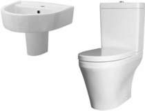 Premier Marlow Semi Flush Toilet With 420mm Basin & Semi Pedestal.
