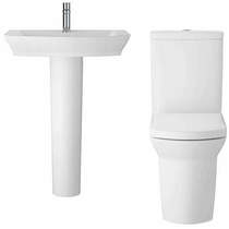 Hudson Reed Ceramics Maya Flush Toilet With 550mm Basin & Full Ped.