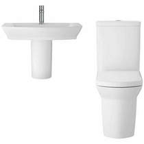 Hudson Reed Ceramics Maya Flush Toilet With 550mm Basin & Semi Ped.