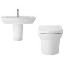 Hudson Reed Ceramics Wall Hung Toilet Pan With 650mm Basin & Semi Ped.