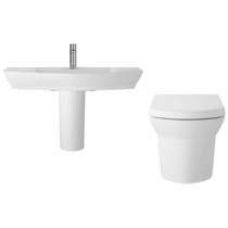 Hudson Reed Ceramics Wall Hung Toilet Pan With 850mm Basin & Semi Ped.