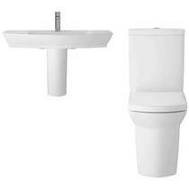 Hudson Reed Ceramics Maya Flush Toilet With 850mm Basin & Semi Ped.