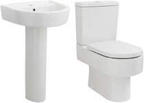 Premier Ceramics Toilet With Luxury Seat, 520mm Basin & Pedestal.