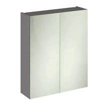 Hudson Reed Quartet 2 Door Mirror Cabinet 600mm (Gloss Grey).