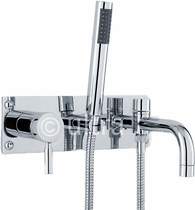 Hudson reed tec wall mounted bath shower mixer tap with shower kit (chrome).