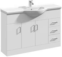 Italia furniture vanity unit & ceramic basin type 1 (1200mm, white).