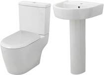 Premier ceramics toilet with luxury seat, 520mm basin & pedestal.