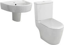 Premier Ceramics Flush To Wall Toilet With 520mm Basin & Semi Pedestal.