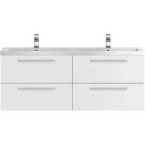 Hudson reed quartet wall vanity unit & double basin 1440mm (g white).