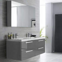 Hudson Reed Quartet Wall Hung Vanity Unit Pack With Cabinet (Gloss Grey).