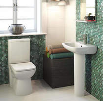 Hudson Reed Arlo Compact Flush To Wall Toilet With 450mm Basin & Pedestal.
