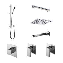 Nuie Windon Shower Bundle, Valves, Kit, Head & Bath Fill (3 Outlets, Chrome).