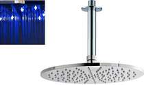 Premier Showers Round LED Shower Head With Ceiling Arm (300mm).