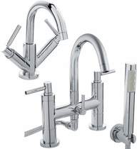 Hudson Reed Tec Basin & Bath Shower Mixer Tap Set (Free Shower Kit).